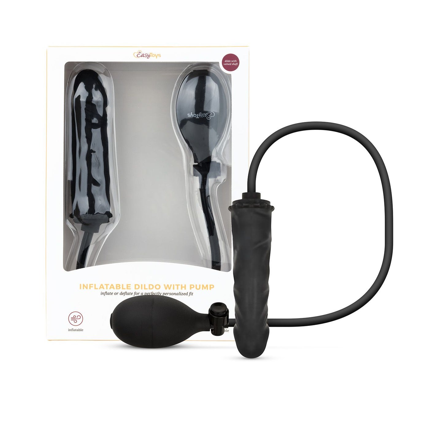 Coleção Anal - Dildo Insuflável com Bomba 14,5 cm - Preto