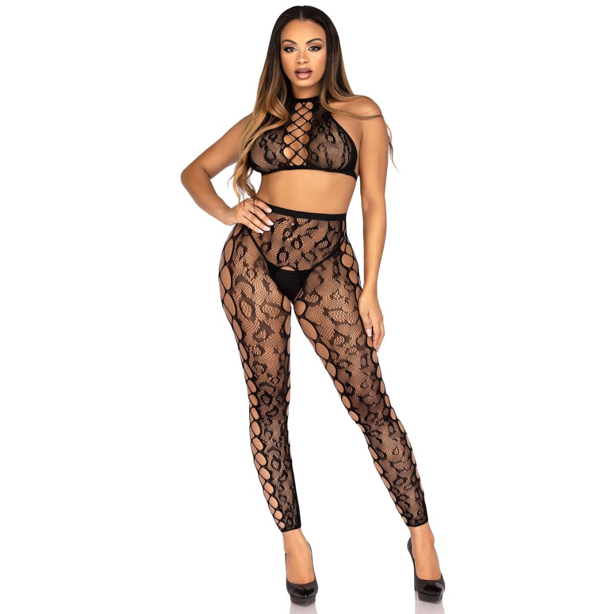 Crop Top and Open Crotch Tights | Leg Avenue