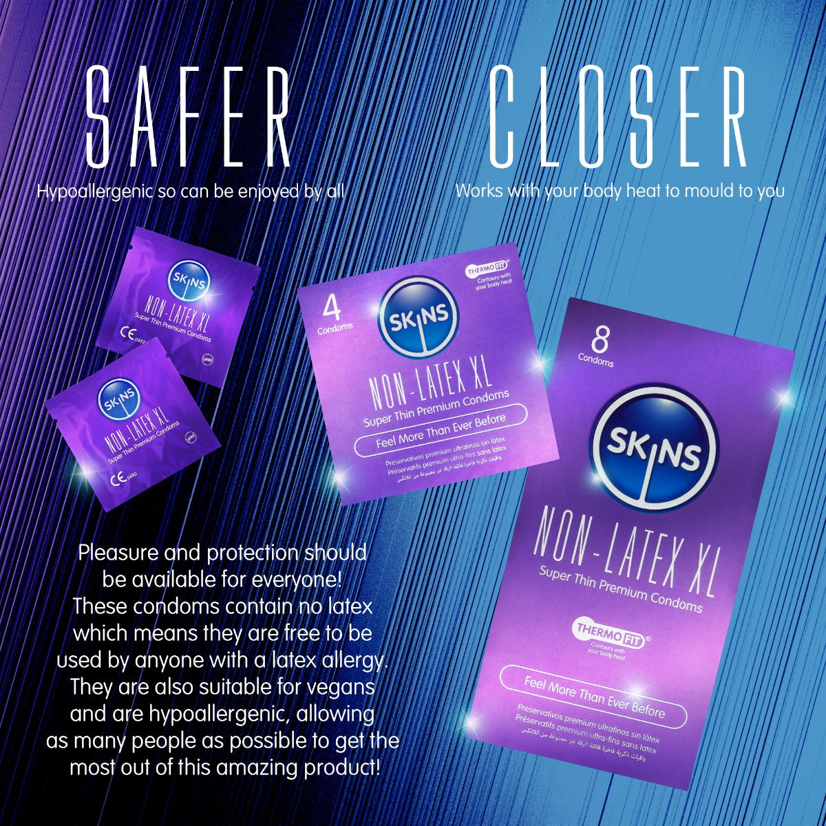Condoms Non-Latex XL 8 Pack | Skins