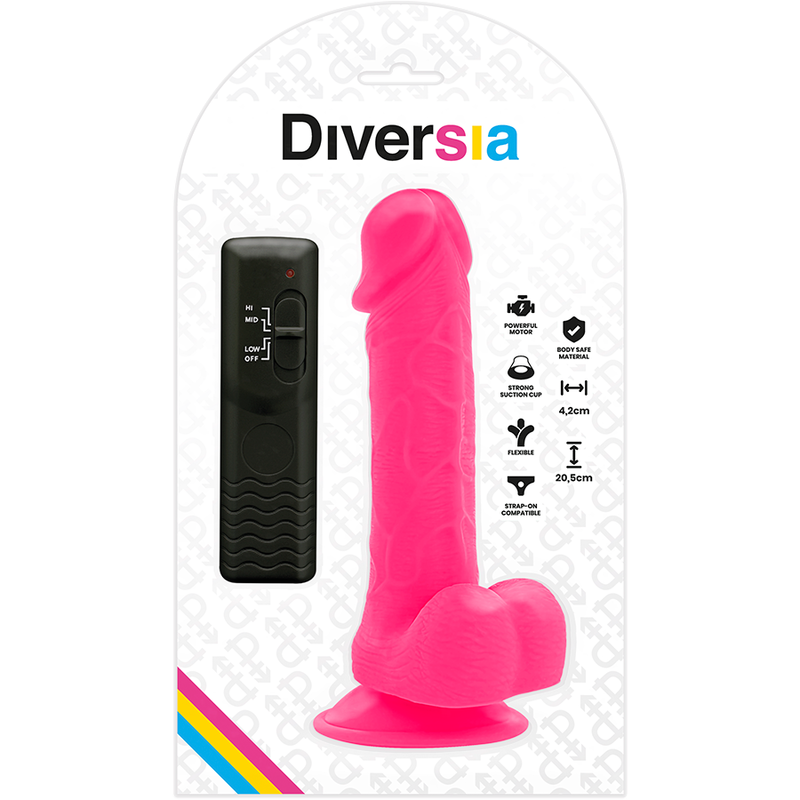 Flexible Vibrating Dildo 8.1 Inch (20.5 cm) | Diversia — Pink