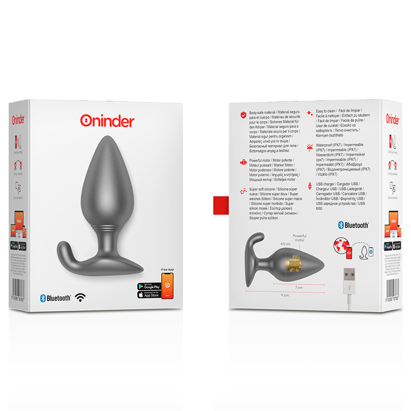 Oninder - Rio Vibrating Anal Plug Black - Free App – Vibrating Butt Plug