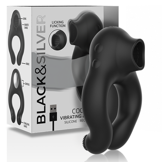 Silver Black&Silver SILICONE VIBRATOR RING 3 MOTORS RECHARGEABLE BLACK lingerie