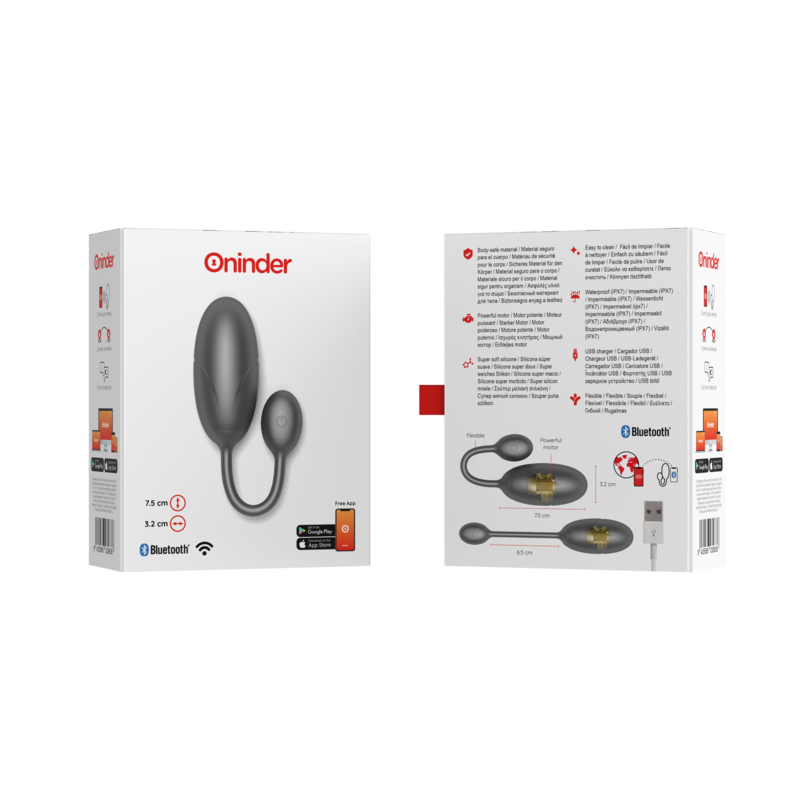 Oninder - Tokyo Vibrating Egg Black 7.5 X 3.2 cm Free App – Egg Vibrator