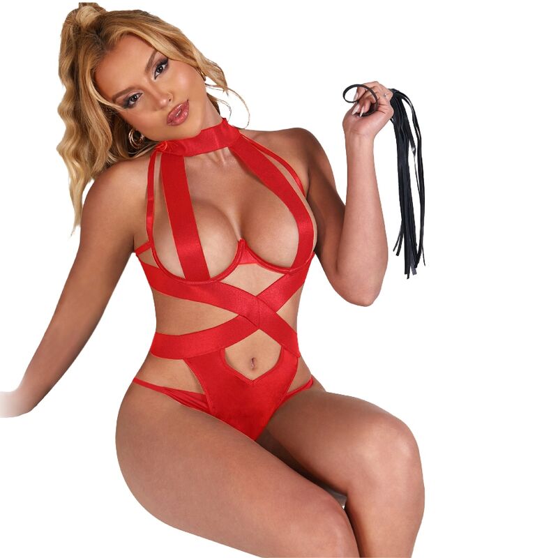 Subblime Sexy Halter Body with Harness Red S/m | Sublime