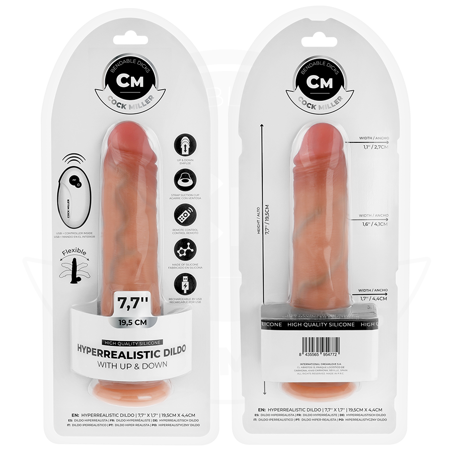 Cock Miller - Hyper-Realistic Dildo with Suction Cup and Thrusting with Remote Control 19.5 cm – Suction Cup Dildo