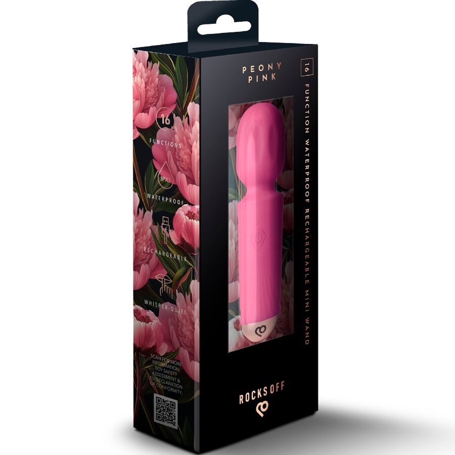 Rocks-Off - Mini Rechargeable Wand 16 Functions Peony Pink – Wand Vibrator