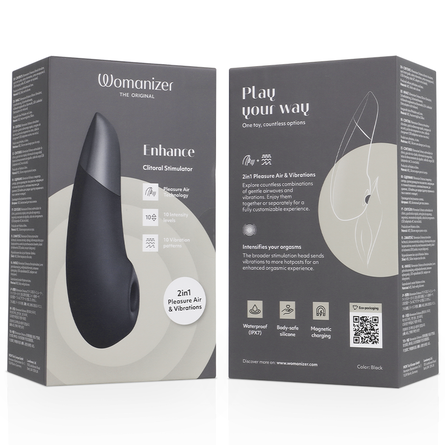 Womanizer - Enhance Clitorial Stimulator Black – Clitoral Vibrator