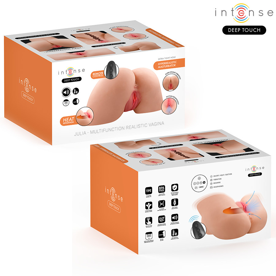 Intense Deep Touch - Julia Vaginal Masturbator with Suction, Heat, Vibration and Voice Effects with Remote Control 9 kg