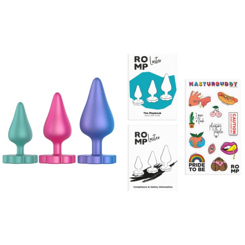 ROMP - Luster Anal Training Kit S/m/l With Flower - Shaped Base