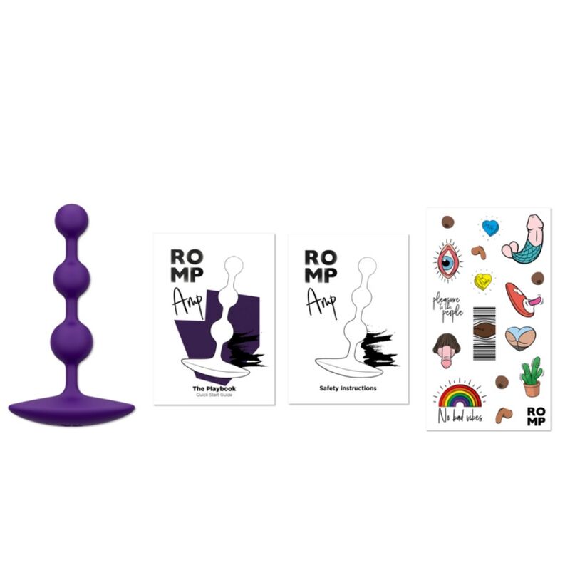 ROMP - Amp Purple Flexible Silicone Anal Beads 12.5 cm Purple – Graduated Anal Beads