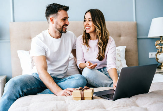 Couple discussing intimacy and exploring beginner-friendly sex toys together
