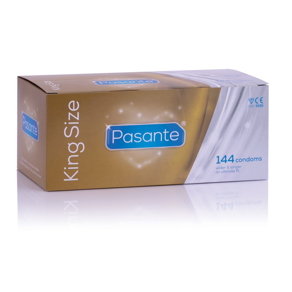 Pasante King Size condoms 144 pack in gold bulk box