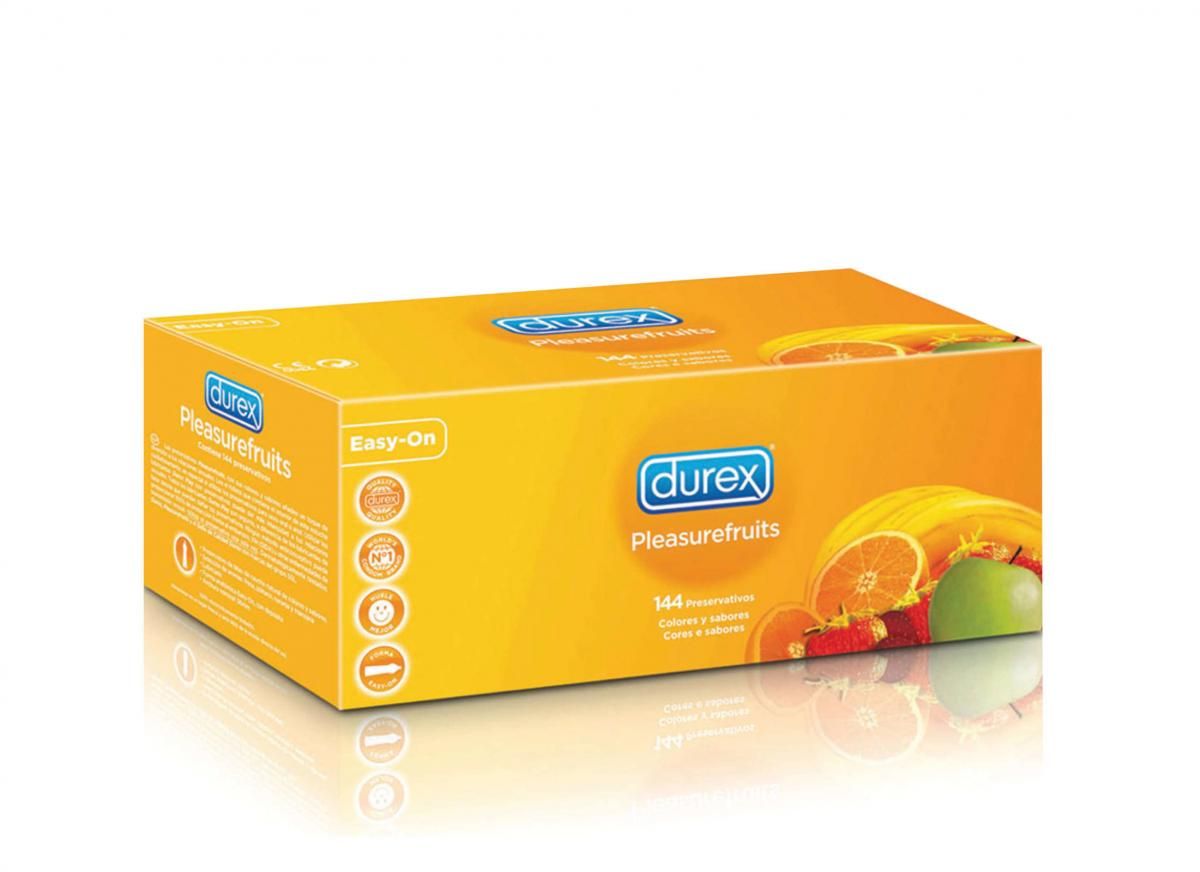 Durex Pleasurefruits condoms 144 pack in orange bulk box