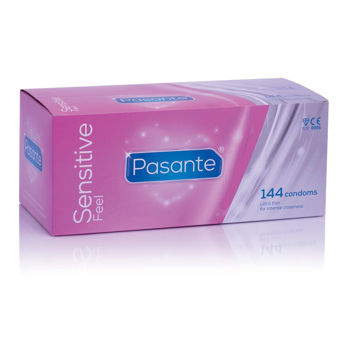 Pasante Sensitive condoms 144 pack in pink bulk box