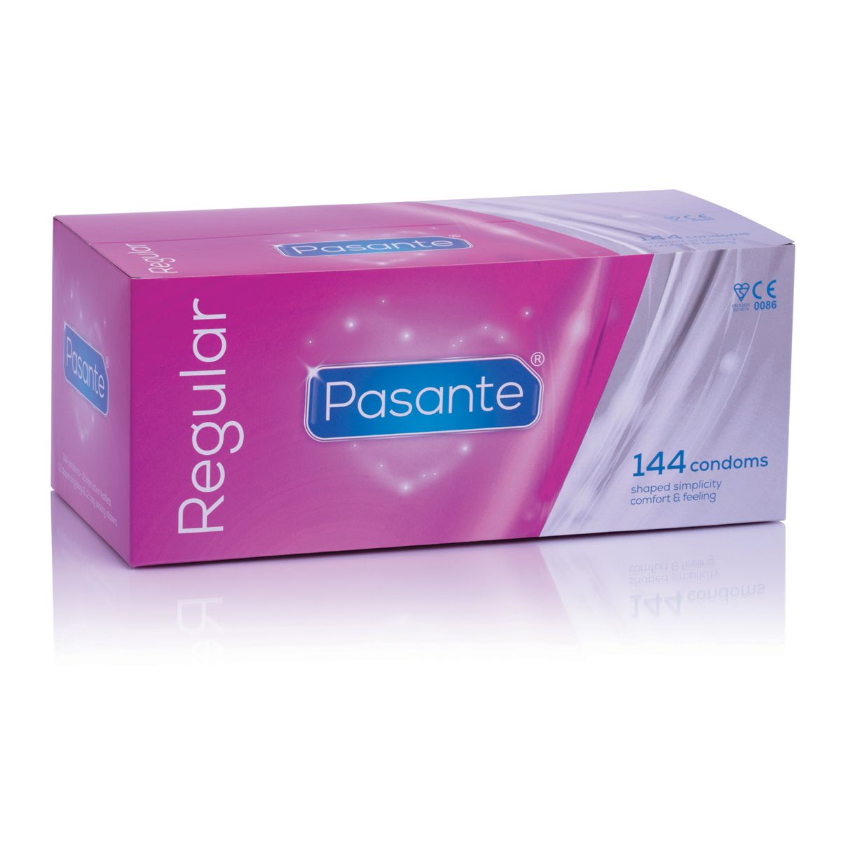 Pasante Regular condoms 144 pack in pink bulk box