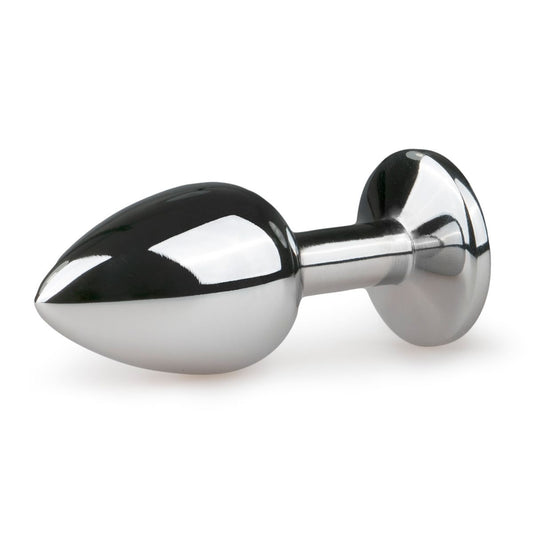 Metal Butt Plug Silver/Clear - S