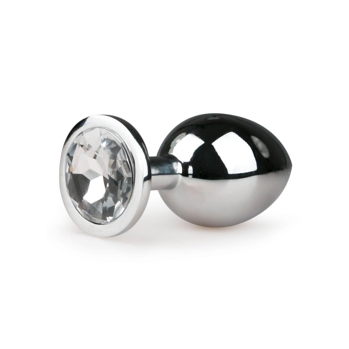 Metal Butt Plug Silver/Clear - M