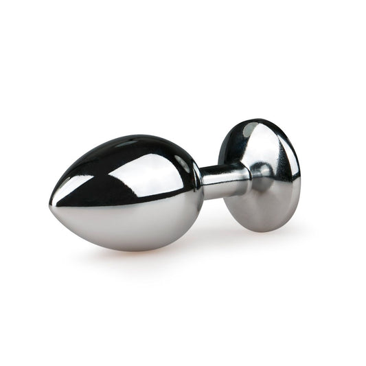 Metal Butt Plug Silver/Clear - M