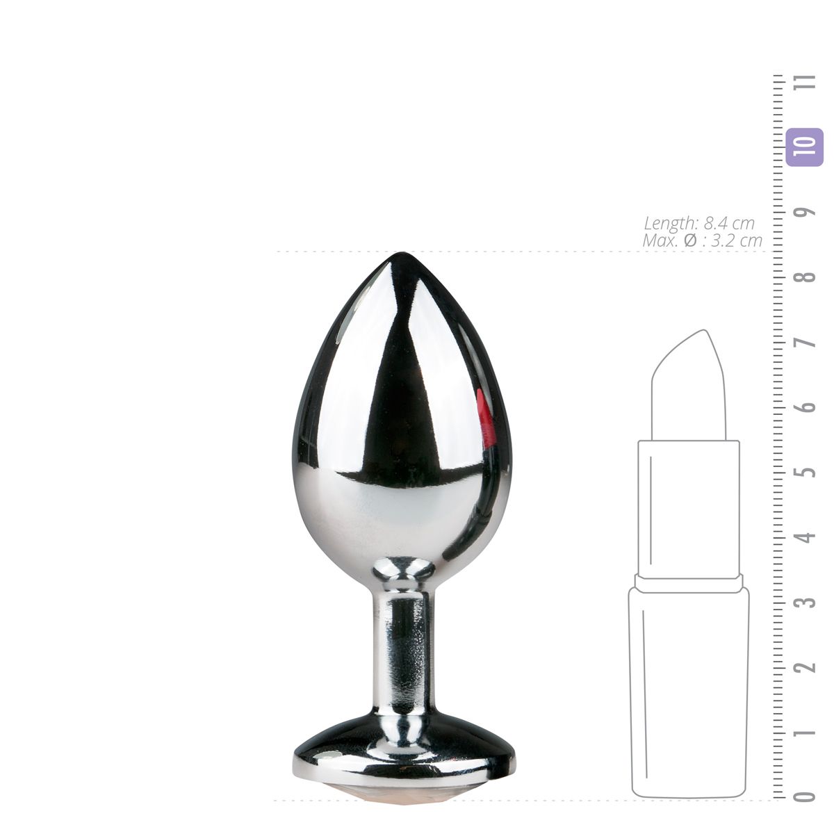 Metal Butt Plug Silver/Clear - M