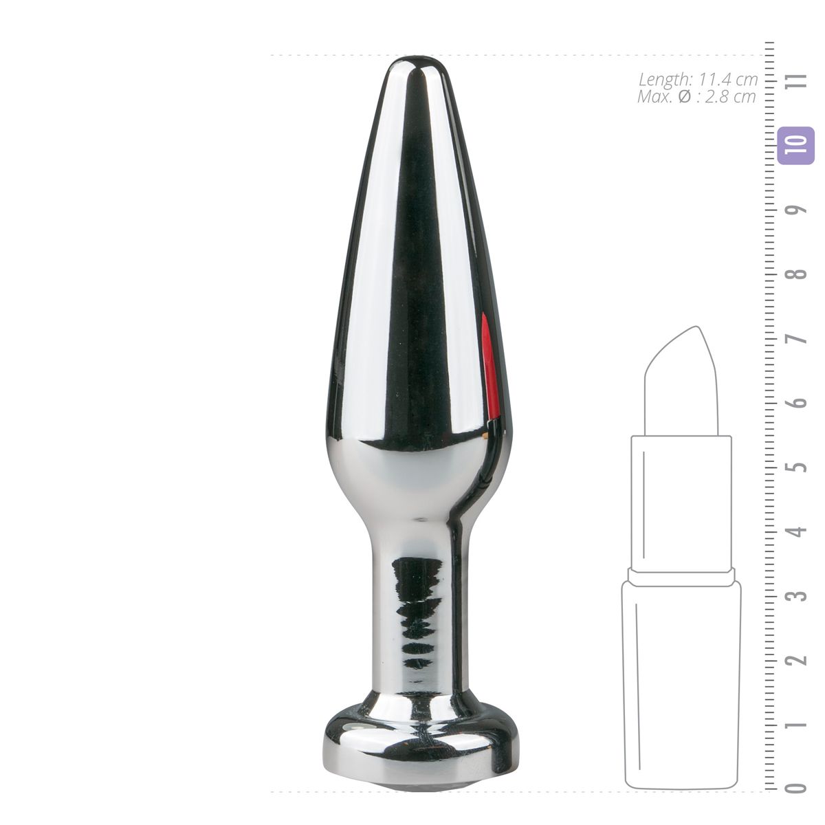 Metal Butt Plug Silver/Clear - L