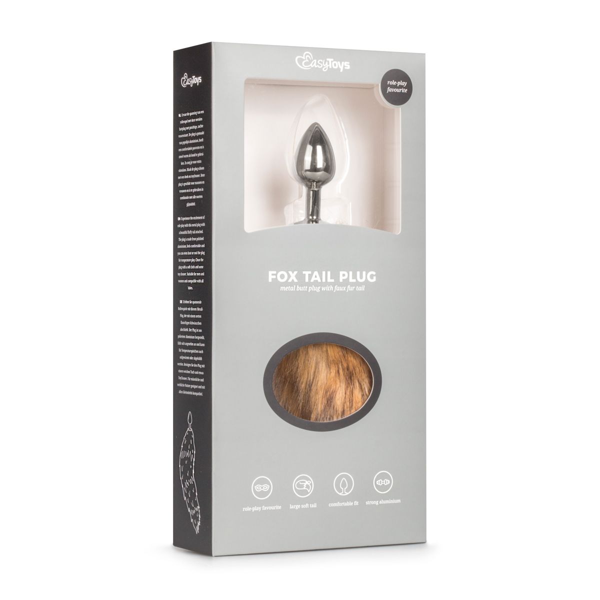 Easytoys Fetish - Butt Plug Silver – Beige Fox Tail