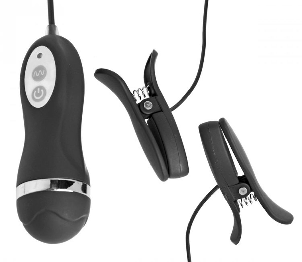 Black vibrating nipple clamps with wired remote control
