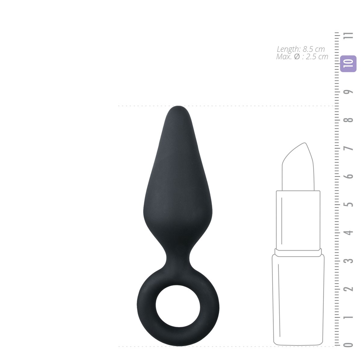 Black Buttplugs With Pull Ring - Small