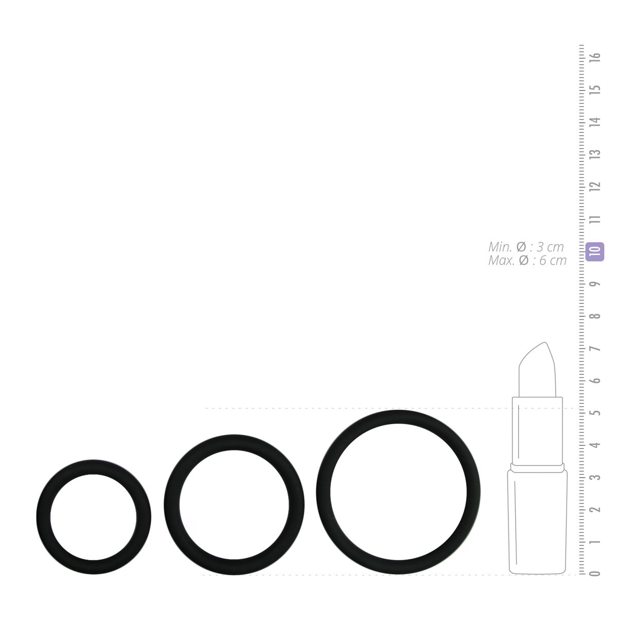 Three Size Cockring Set - Black