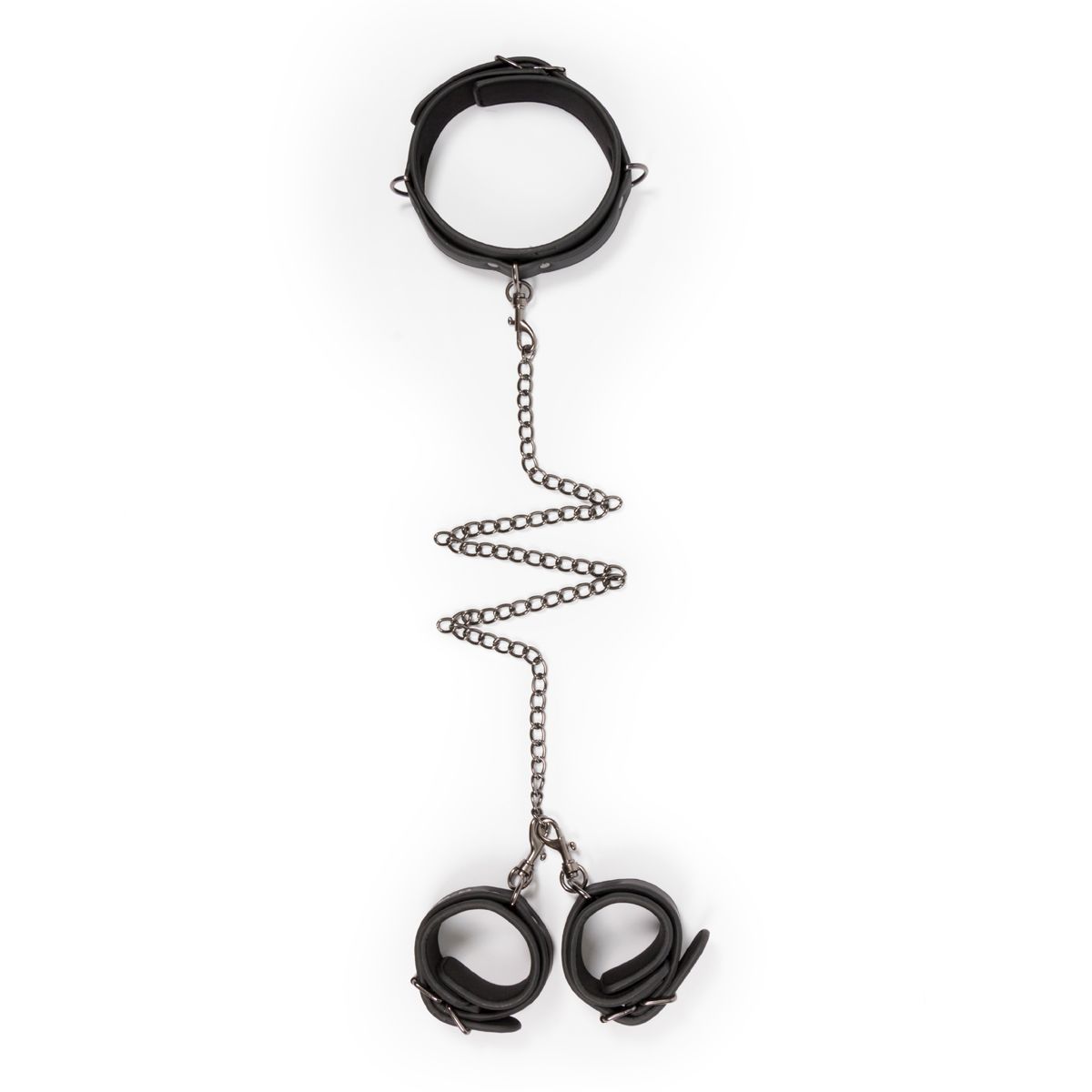 Easytoys Fetish - Leather Collar With Handcuffs - Black