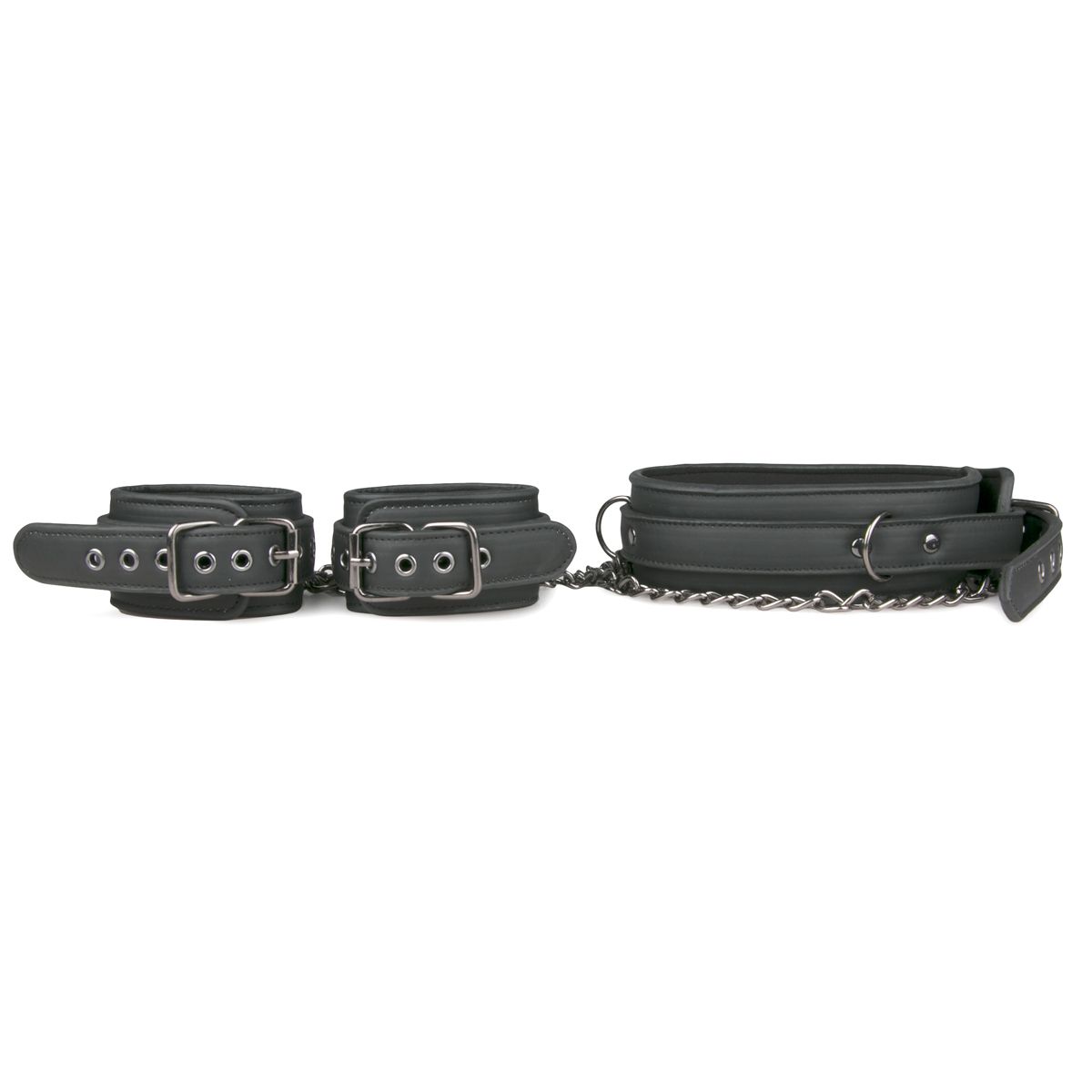 Easytoys Fetish - Leather Collar With Handcuffs - Black