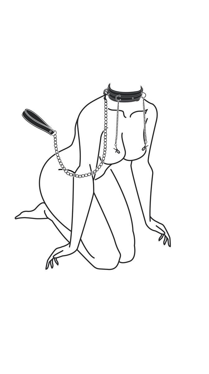 Easytoys Fetish - Leather Collar With Nipple Chains