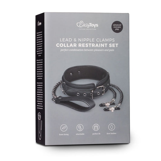 Easytoys Fetish - Leather Collar With Nipple Chains