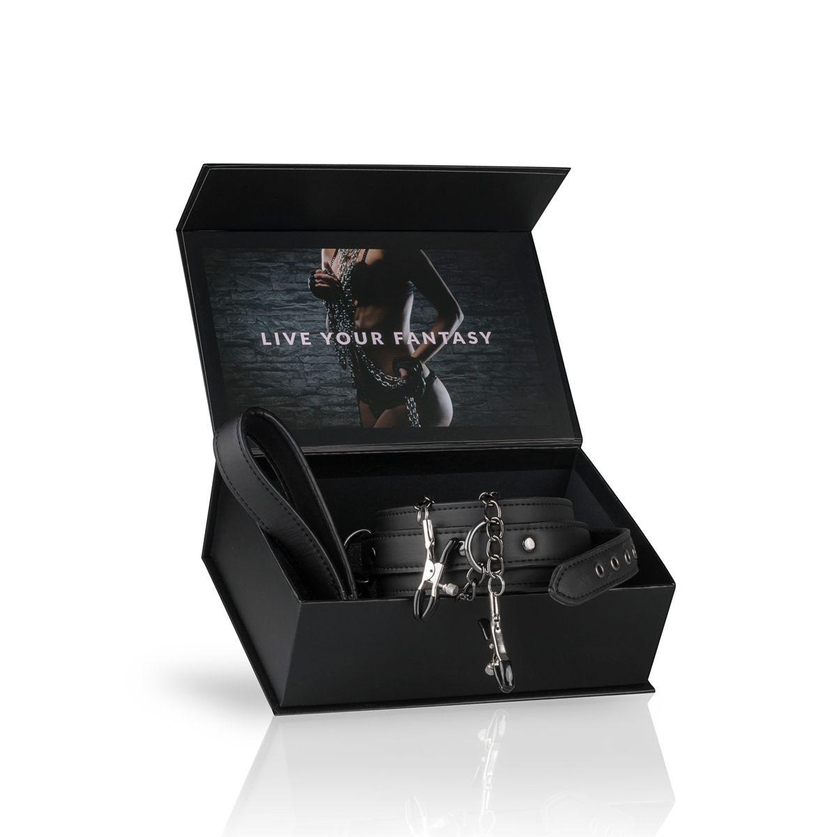 Easytoys Fetish - Leather Collar With Nipple Chains