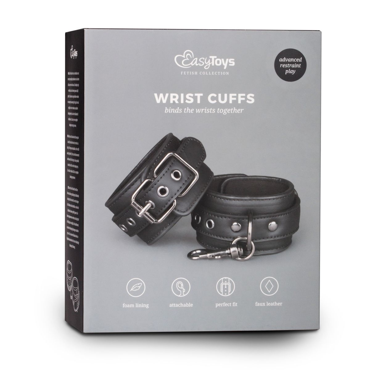 Easytoys Fetish - Faux Leather Handcuffs - Black