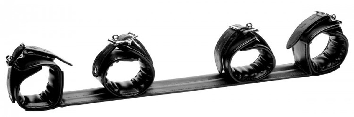 Black spreader bar with four cuffs by XR Brands
