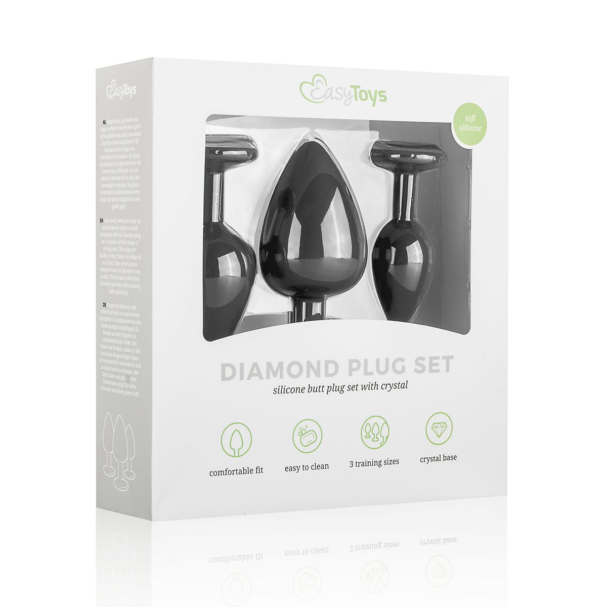 Silicone Buttplug Set with Diamond - Black