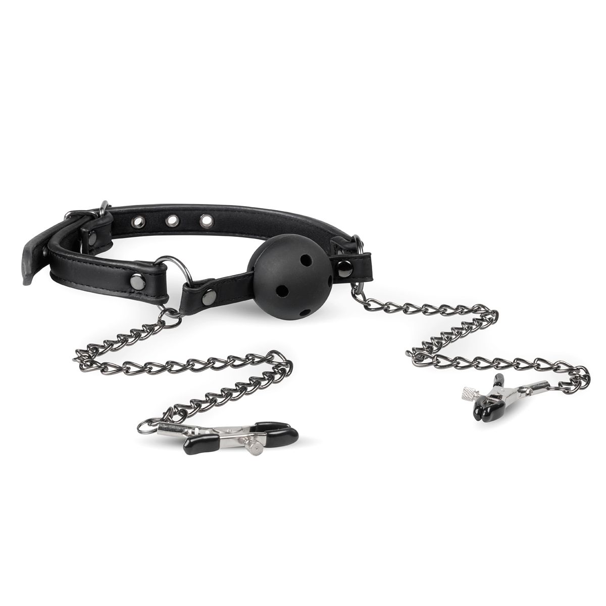 Easytoys Fetish - Open Ball Gag With Nipple Clamps