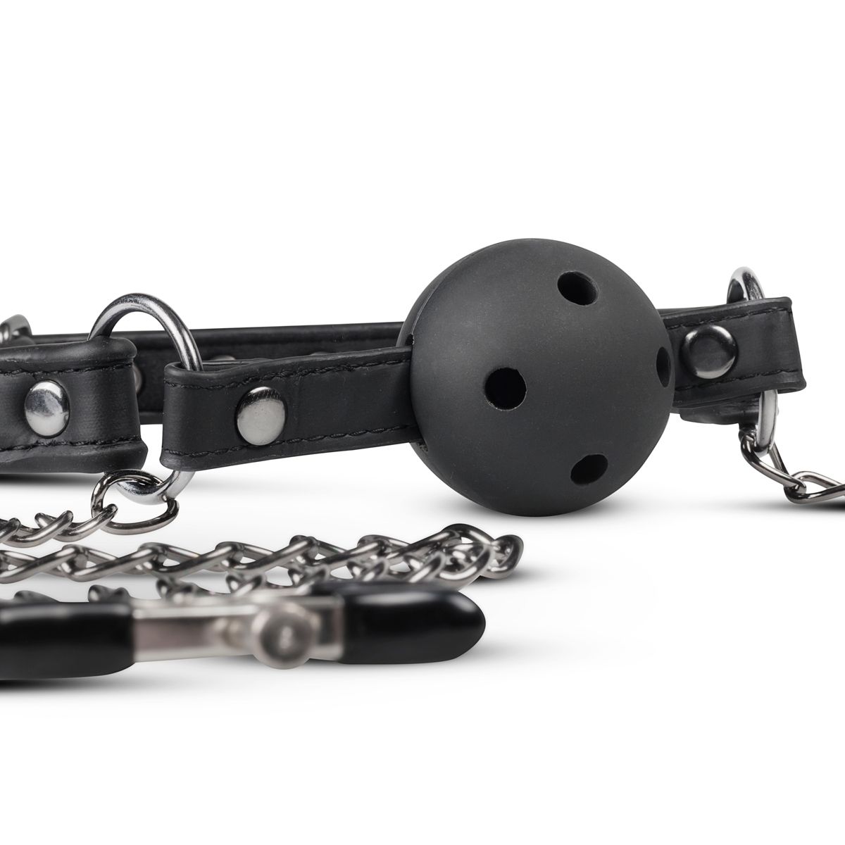 Easytoys Fetish - Open Ball Gag With Nipple Clamps