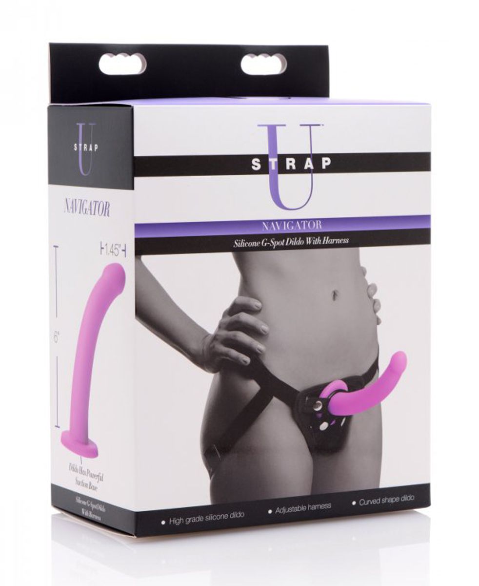 Strap U - Navigator Silicone G-Spot Dildo with Harness