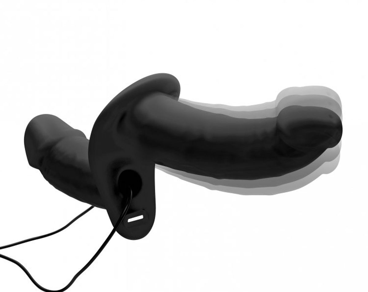 Power Pegger Double Strap-On Vibrator - Black