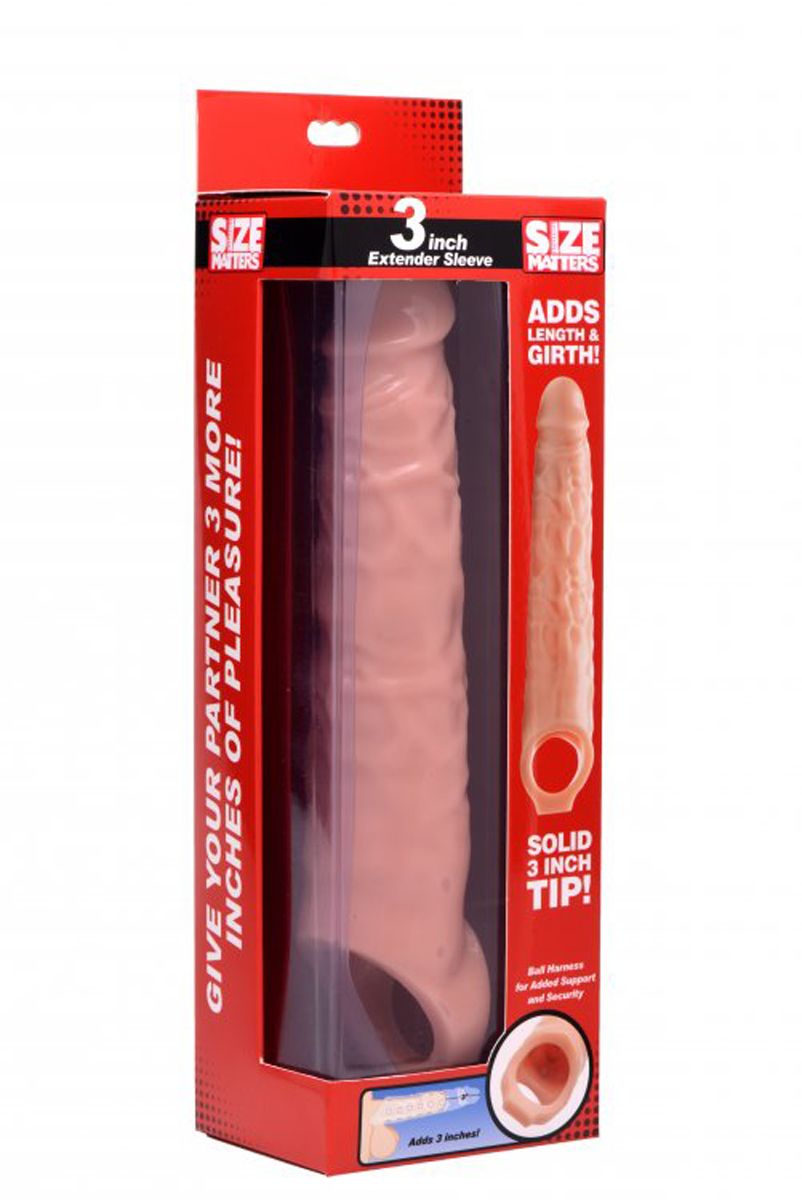 Extender Penis Sleeve With Nubs - Light Skin