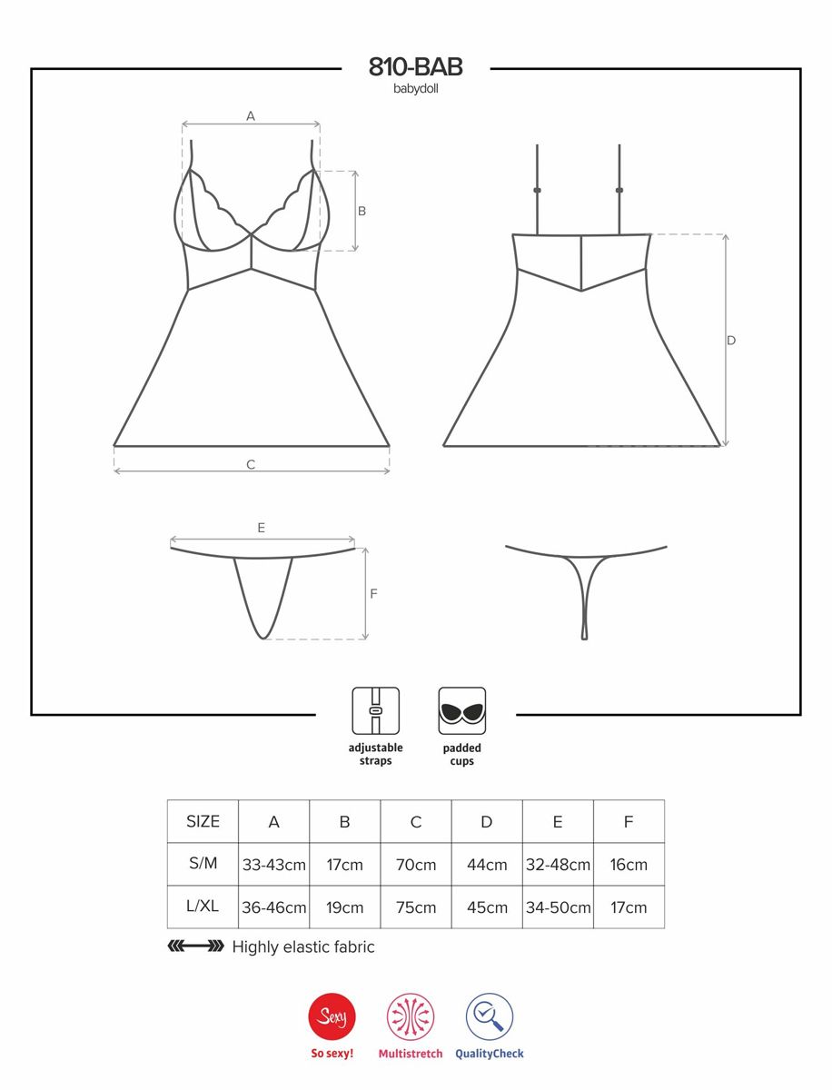 Obsessive - Babydoll Set With Lace - White