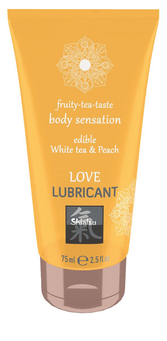 Shiatsu Love edible lubricant in white tea and peach tube