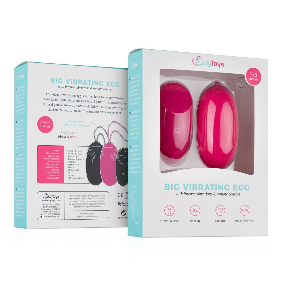XL Vibrating Egg With Remote Control - Pink