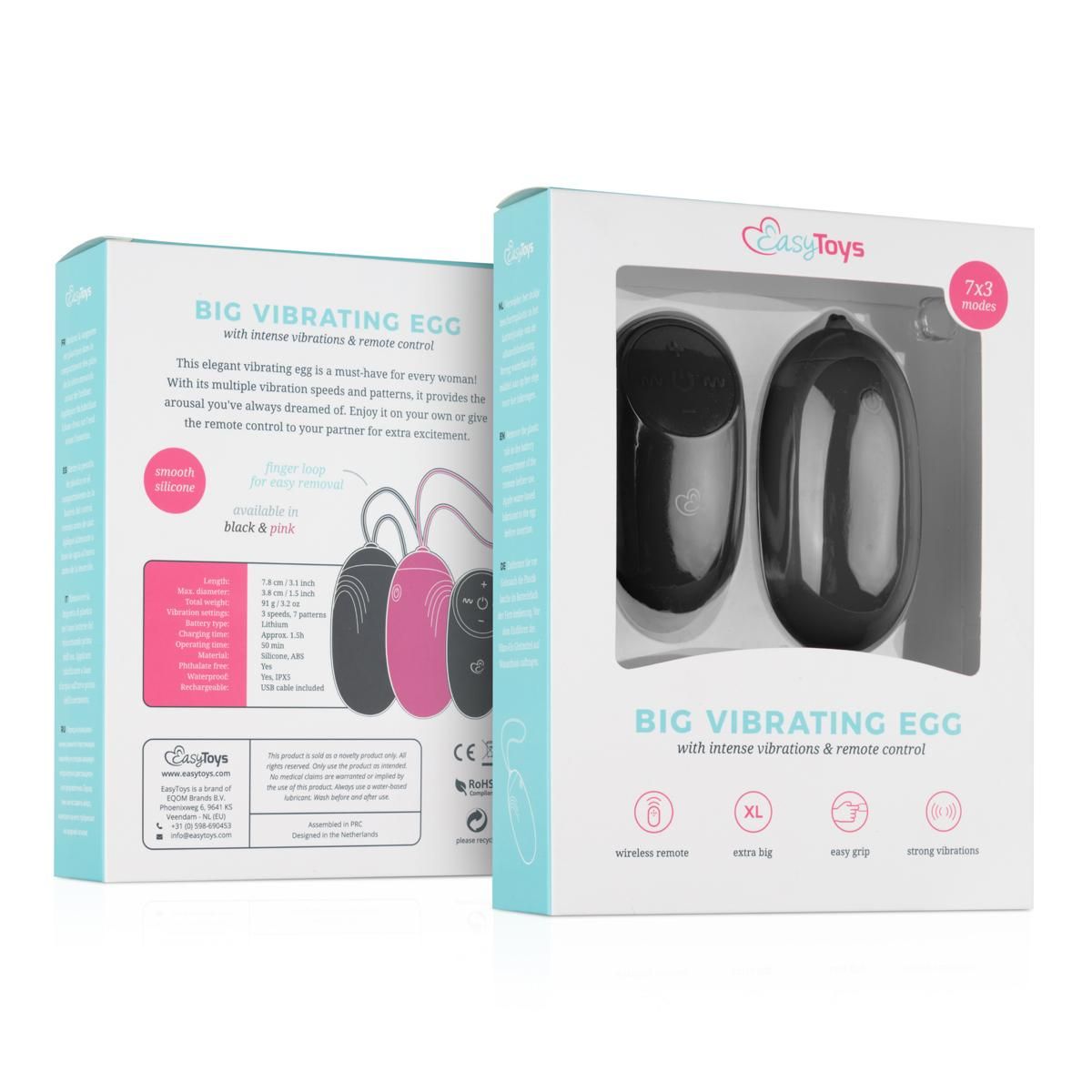 Vibrating Egg With Remote Control - Black