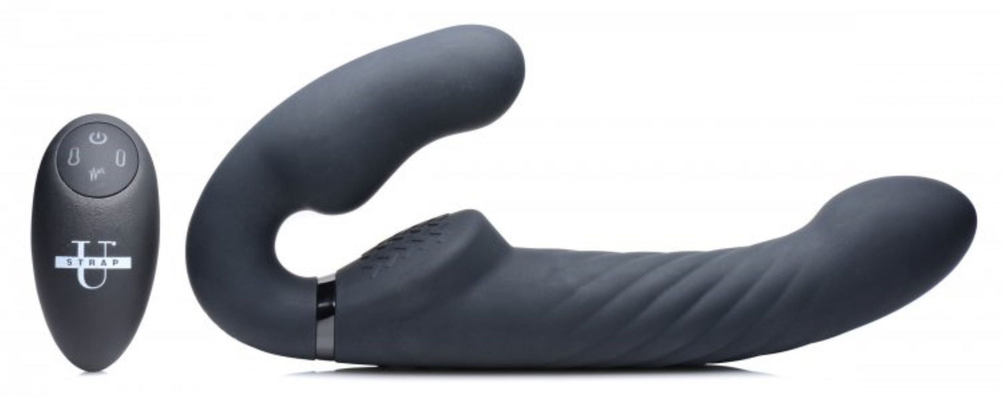 Swirl Vibrating Strapless Strap-On - Black