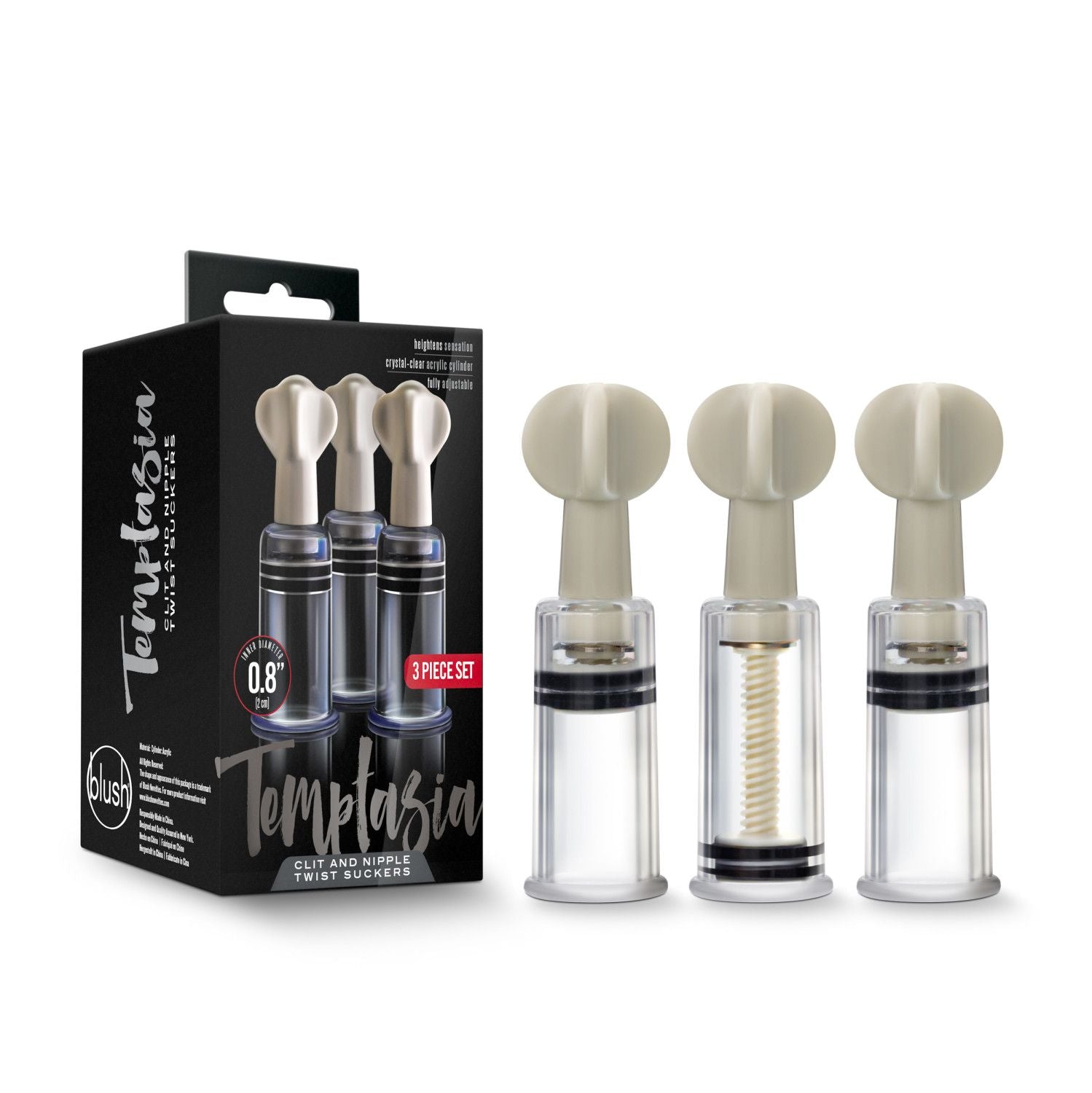 Temptasia - Clit And Nipple Twist Suckers - Set of 3 - Clear
