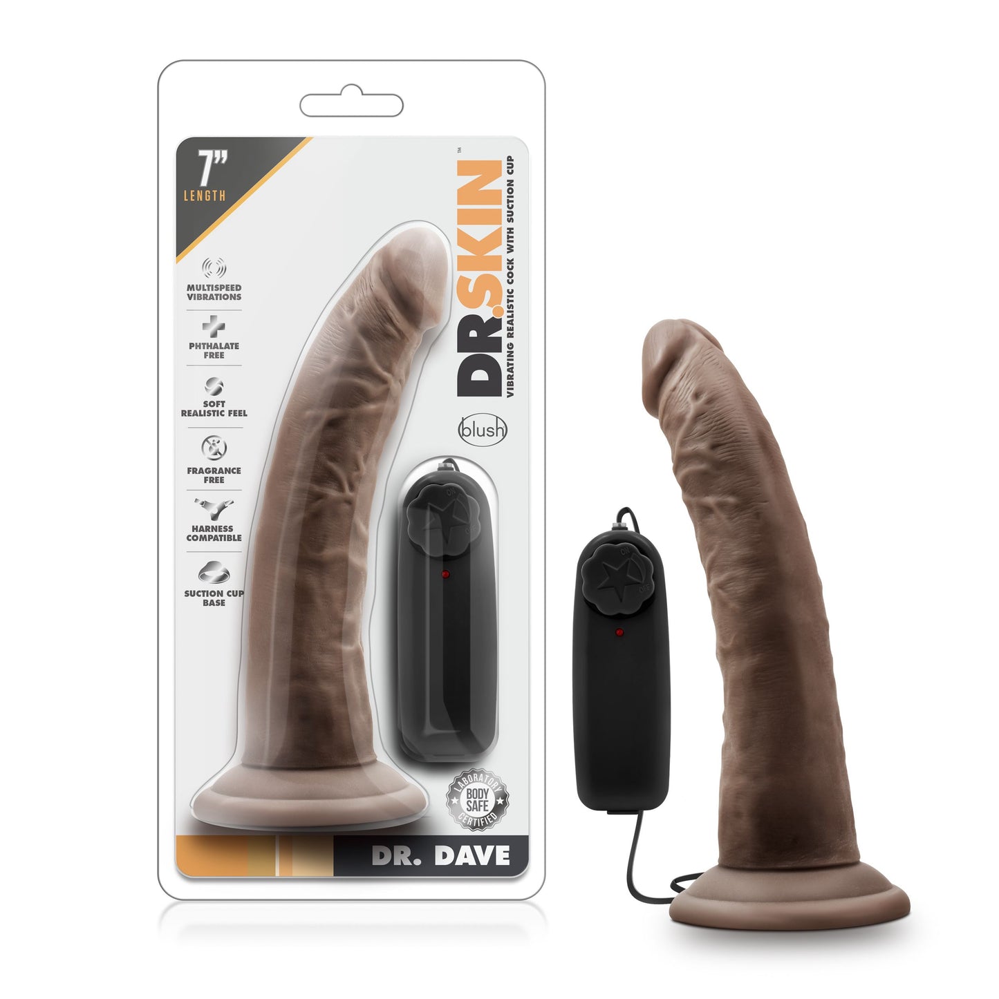 Dr. Skin - Dr. Dave Vibrator With Suction Cup - Chocolate