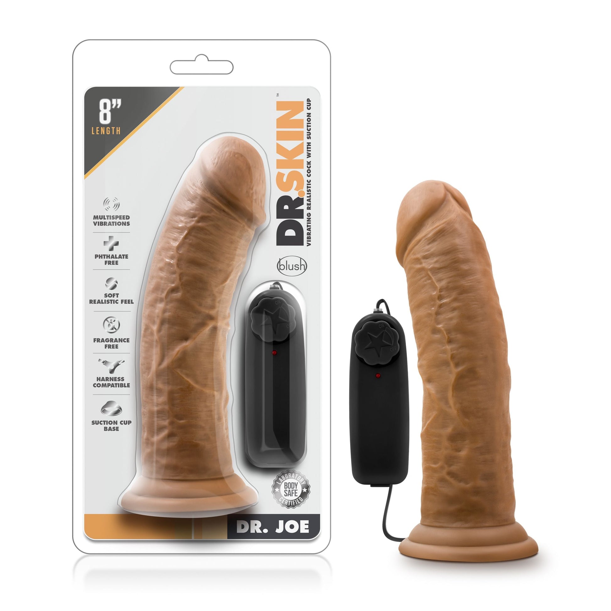 Dr. Skin - Dr. Joe Vibrator With Suction Cup 8'' Mocha