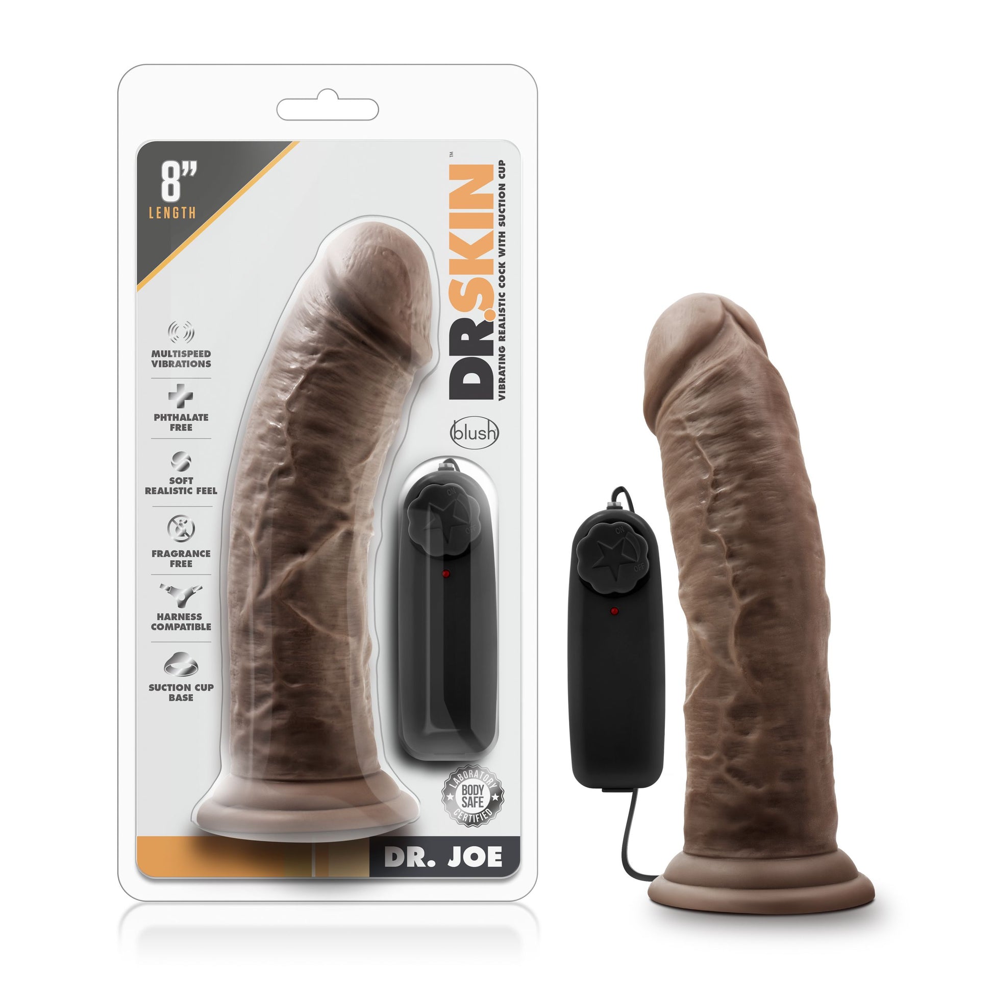 Dr. Skin - Dr. Joe Vibrator With Suction Cup 8'' - Chocolate